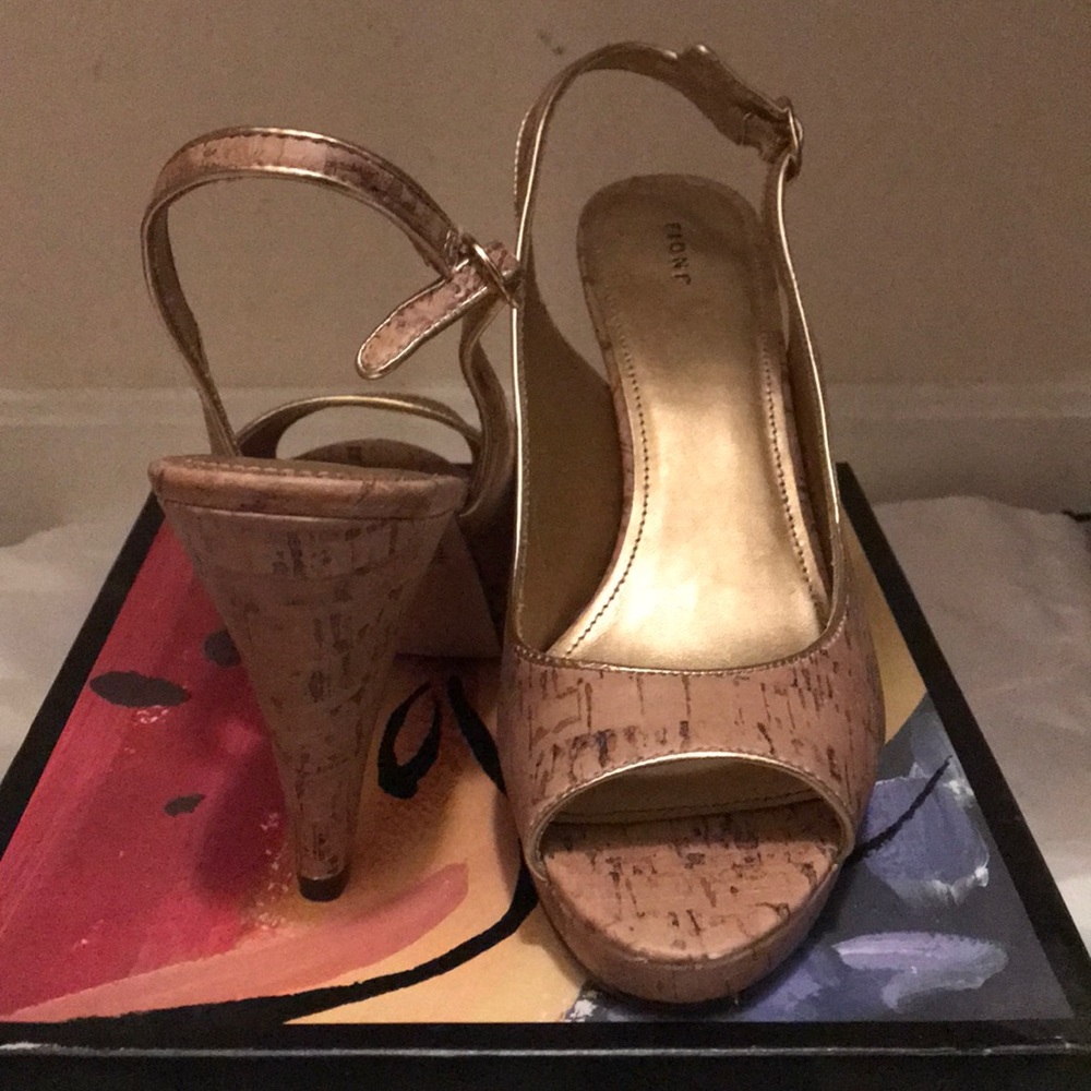 Peep toe sling back heels